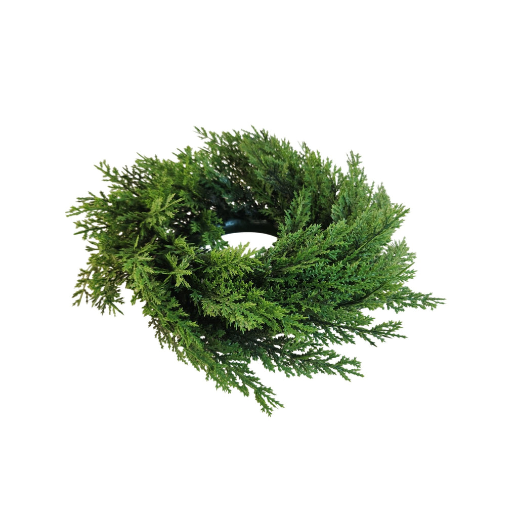 12 Inch Greenery Wreath Faux Cedar Wreath Farmhouse Decor Everyday Wreath Candle Ring Centerpiece Rustic Wall Decor