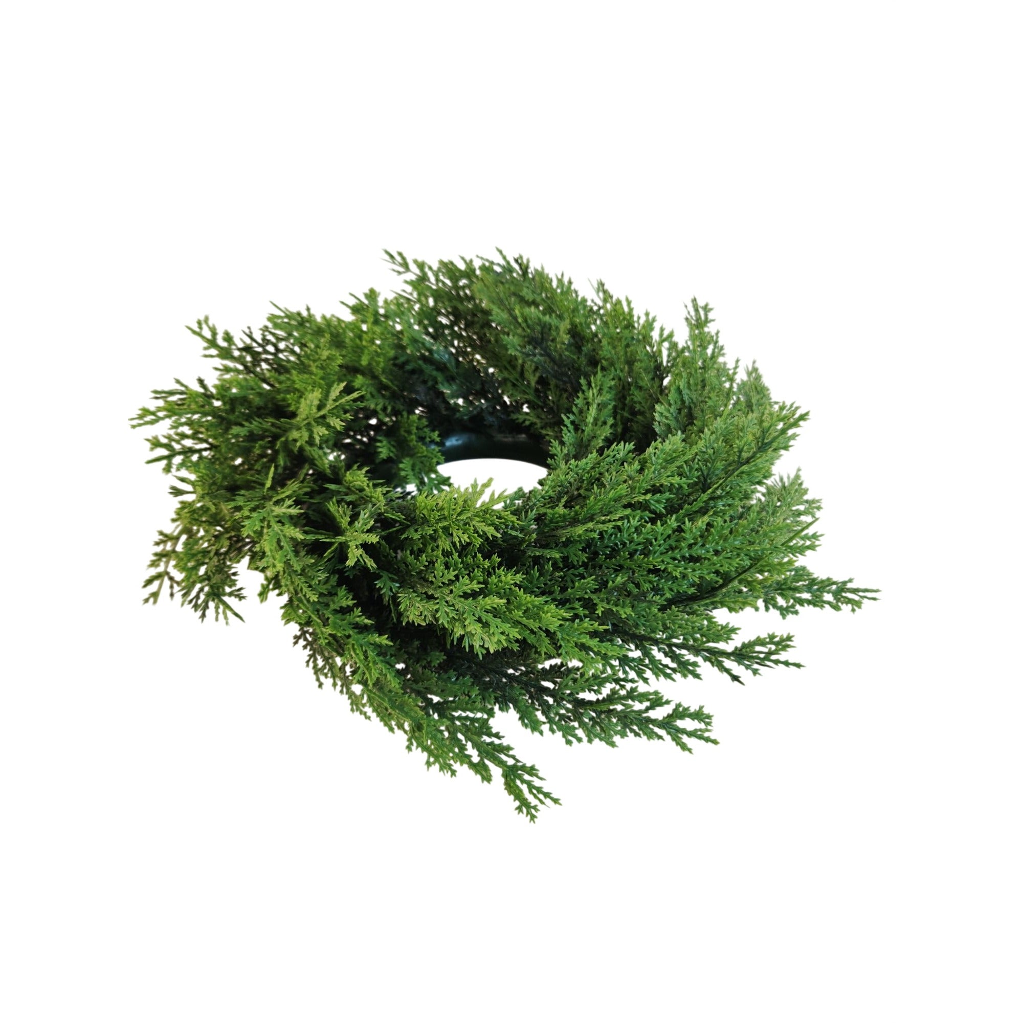 12 Inch Greenery Wreath Faux Cedar Wreath Farmhouse Decor Everyday Wreath Candle Ring Centerpiece Rustic Wall Decor