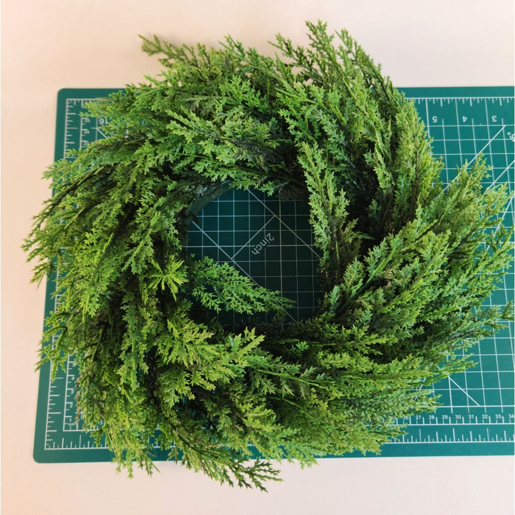 12 Inch Greenery Wreath Faux Cedar Wreath Farmhouse Decor Everyday Wreath Candle Ring Centerpiece Rustic Wall Decor