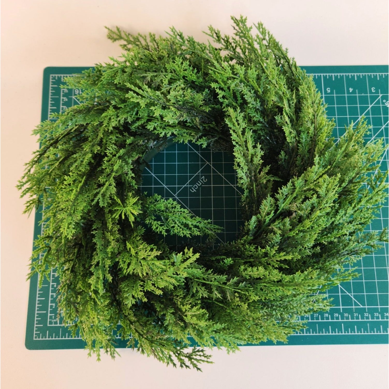 12 Inch Greenery Wreath Faux Cedar Wreath Farmhouse Decor Everyday Wreath Candle Ring Centerpiece Rustic Wall Decor