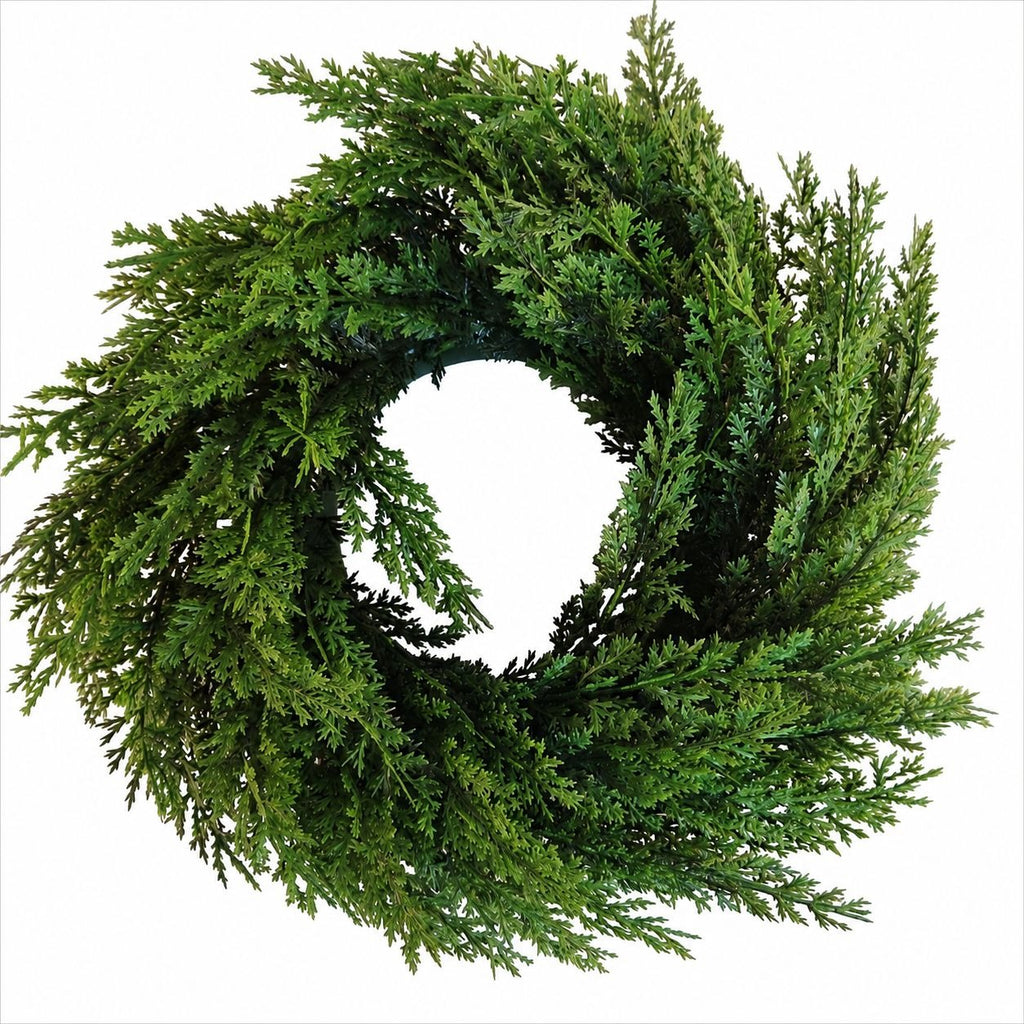 12 Inch Greenery Wreath Faux Cedar Wreath Farmhouse Decor Everyday Wreath Candle Ring Centerpiece Rustic Wall Decor