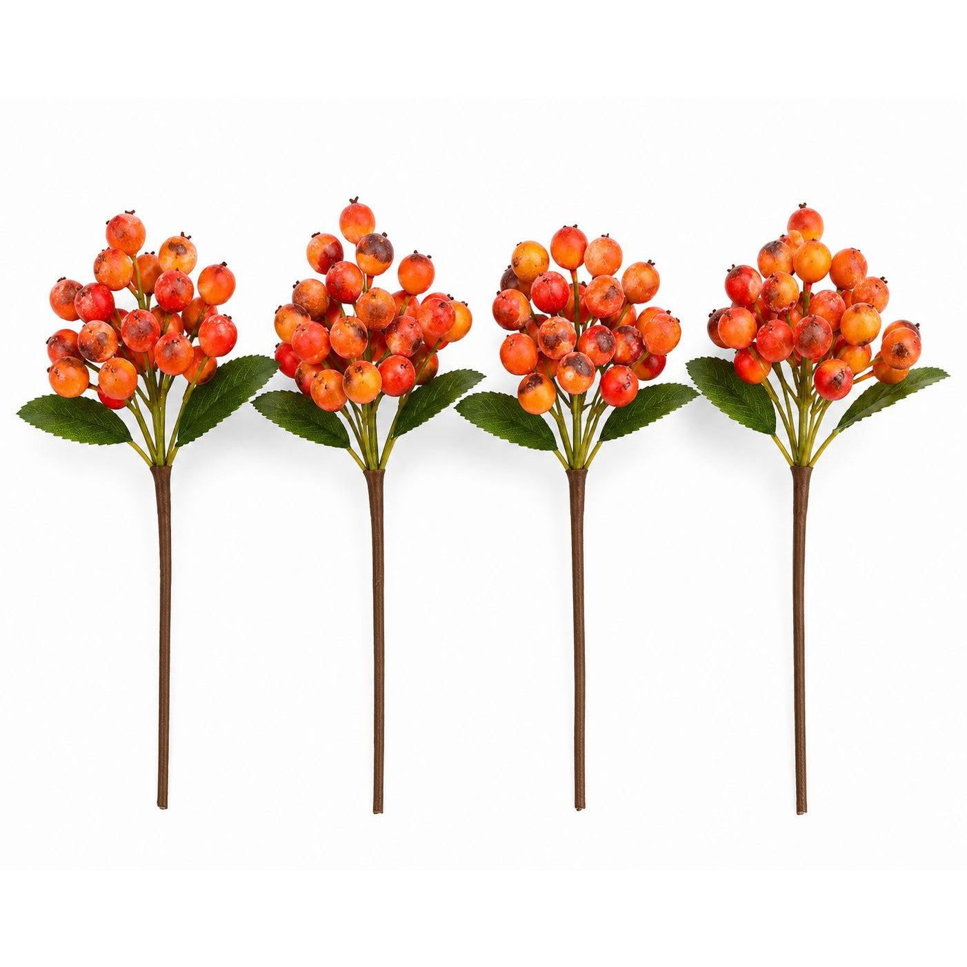 Artificial Orange Berry Stems Set of 4 Faux Fall Berry Picks Autumn Berry Branches Thanksgiving Decor Wreath Supplies Vase Filler
