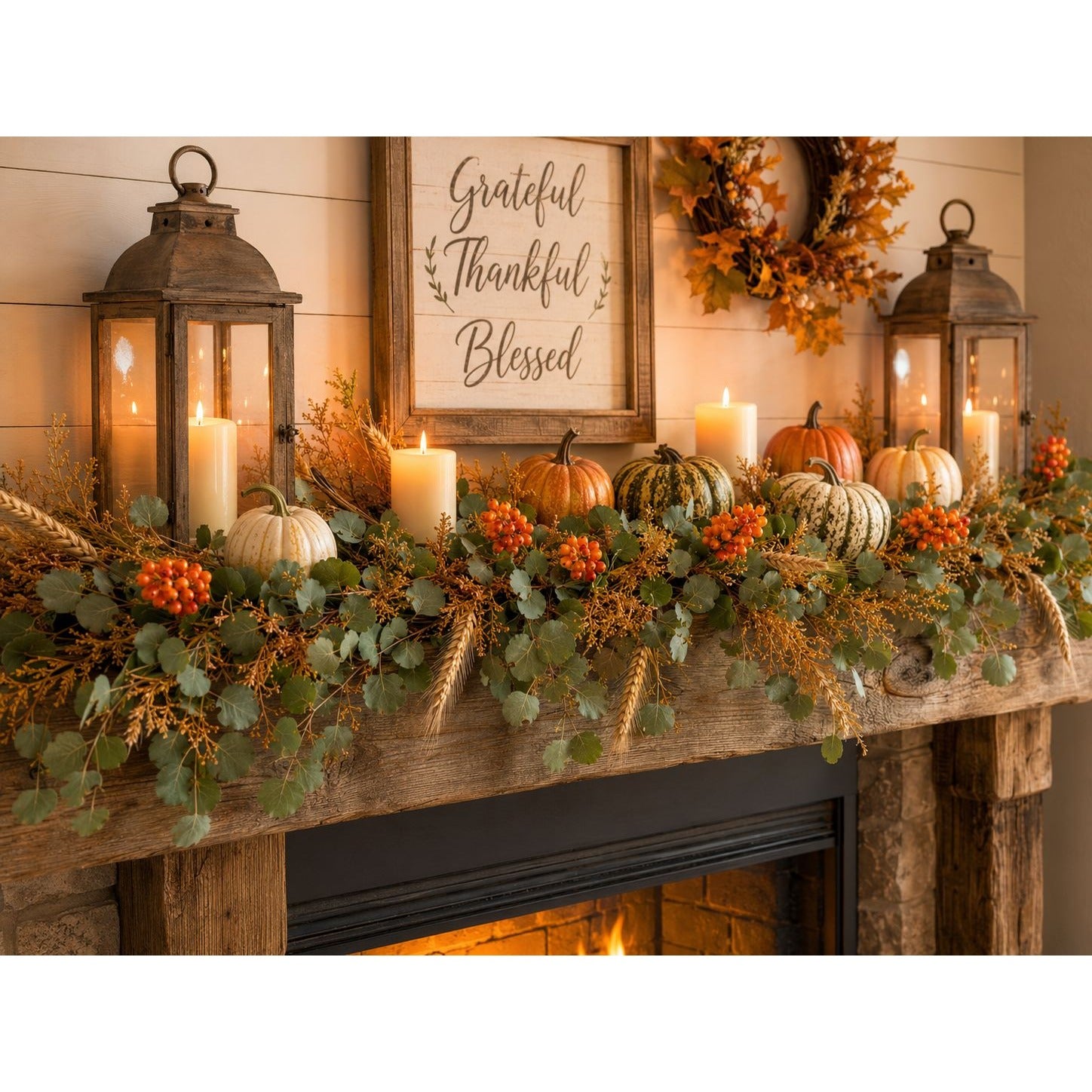 Artificial Orange Berry Stems Set of 4 Faux Fall Berry Picks Autumn Berry Branches Thanksgiving Decor Wreath Supplies Vase Filler