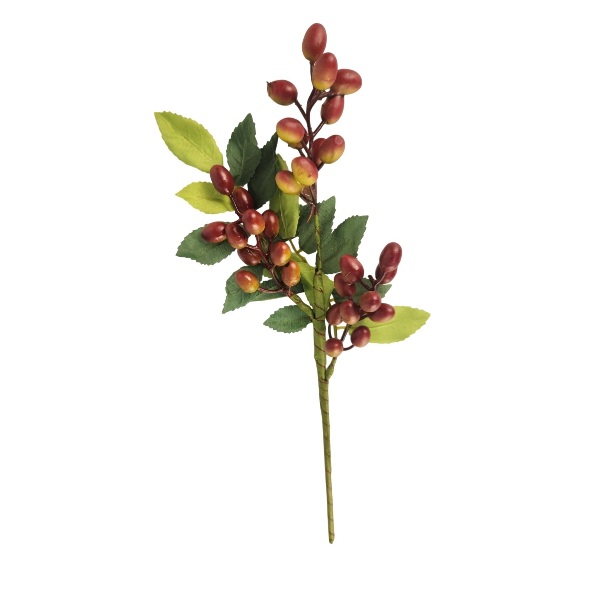 Burgundy Berry Stem 13.5 Inch Artificial Berry Branch Farmhouse Lodge Cabin Decor