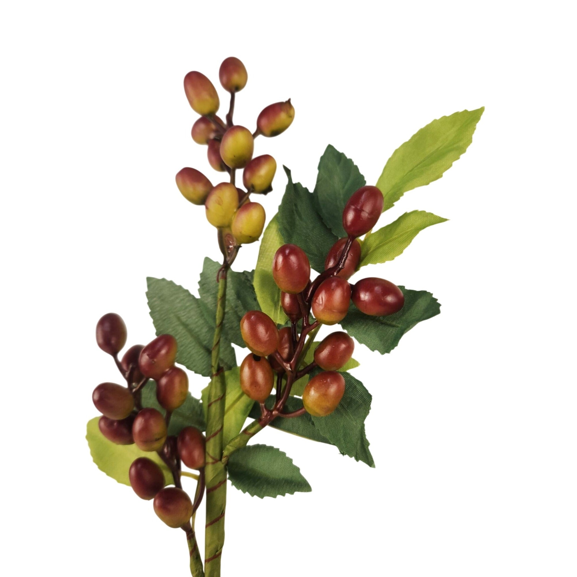 Burgundy Berry Stem 13.5 Inch Artificial Berry Branch Farmhouse Lodge Cabin Decor