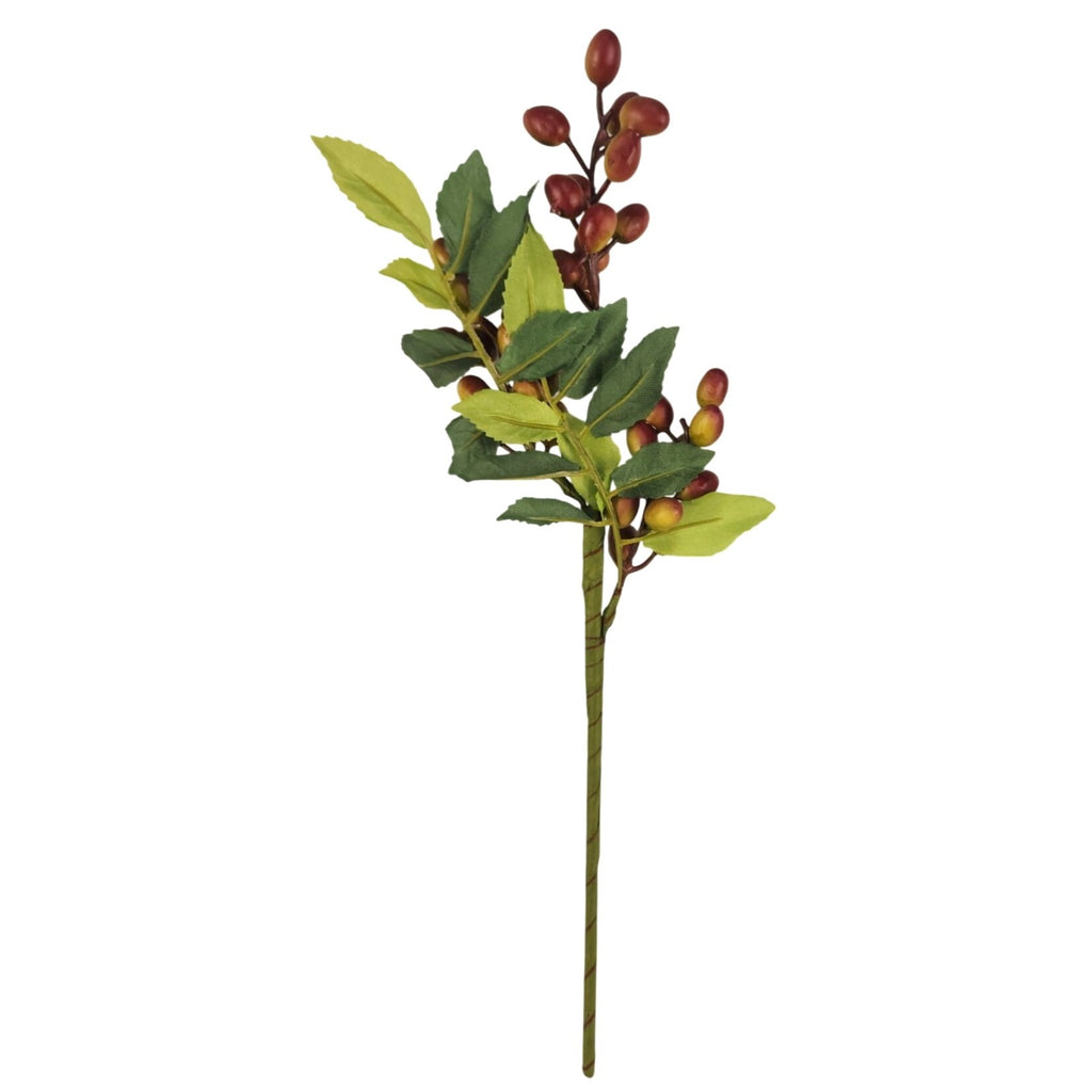 Burgundy Berry Stem 13.5 Inch Artificial Berry Branch Farmhouse Lodge Cabin Decor