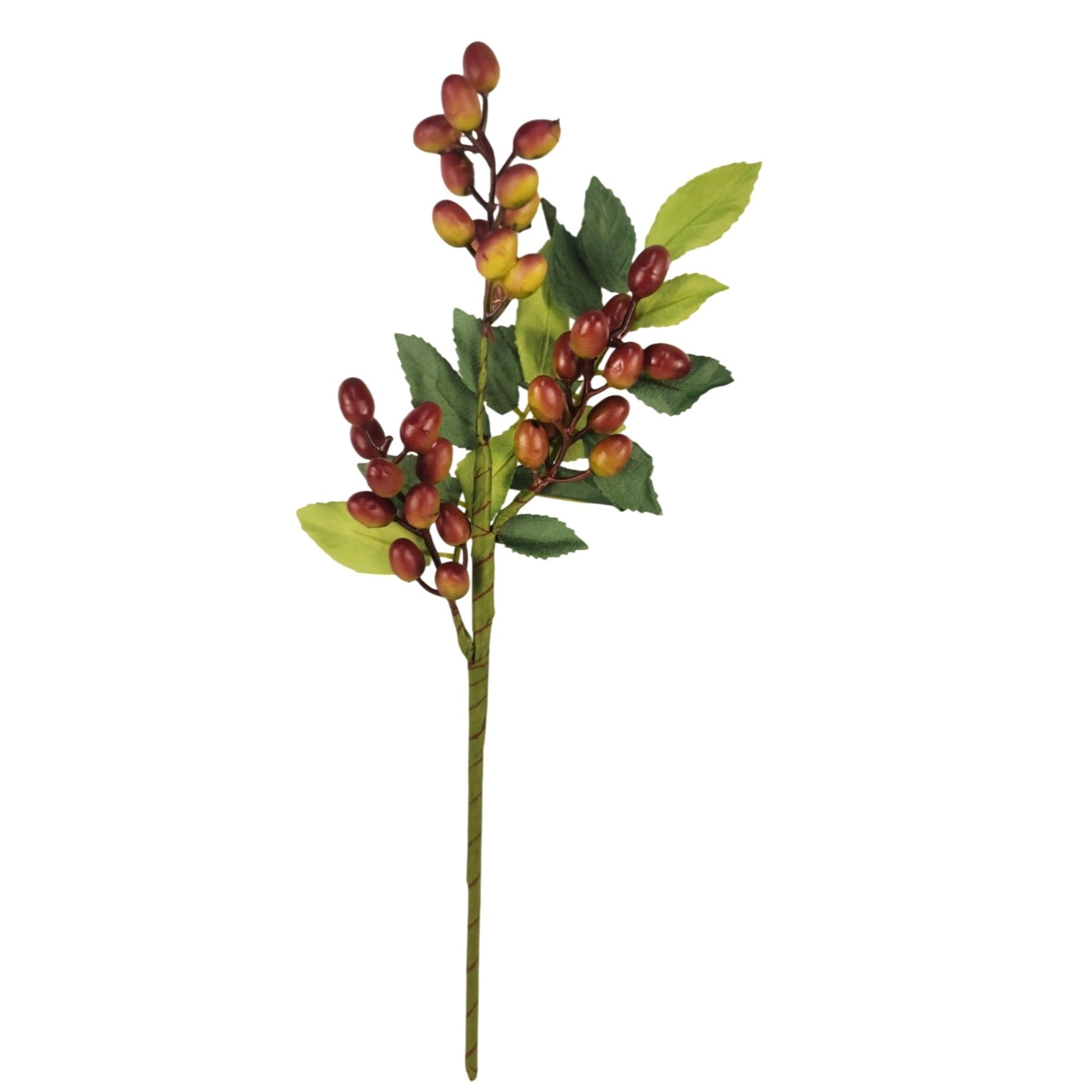 Burgundy Berry Stem 13.5 Inch Artificial Berry Branch Farmhouse Lodge Cabin Decor