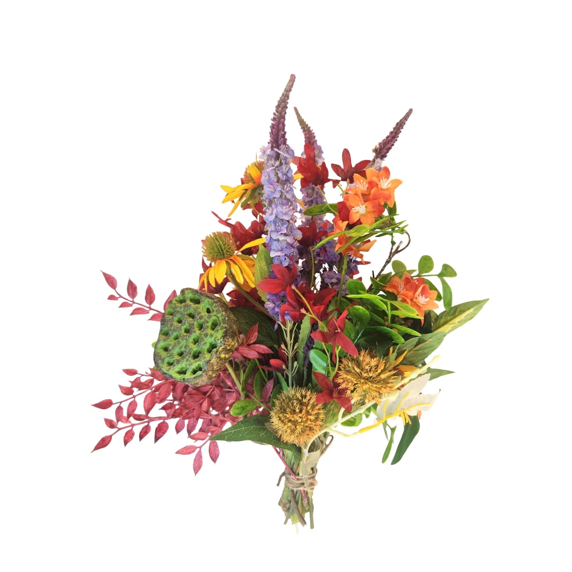 Handtied Wildflower Bouquet, Artificial Faux Floral Arrangement, Rustic Farmhouse Spring Decor, Colorful Home Centerpiece