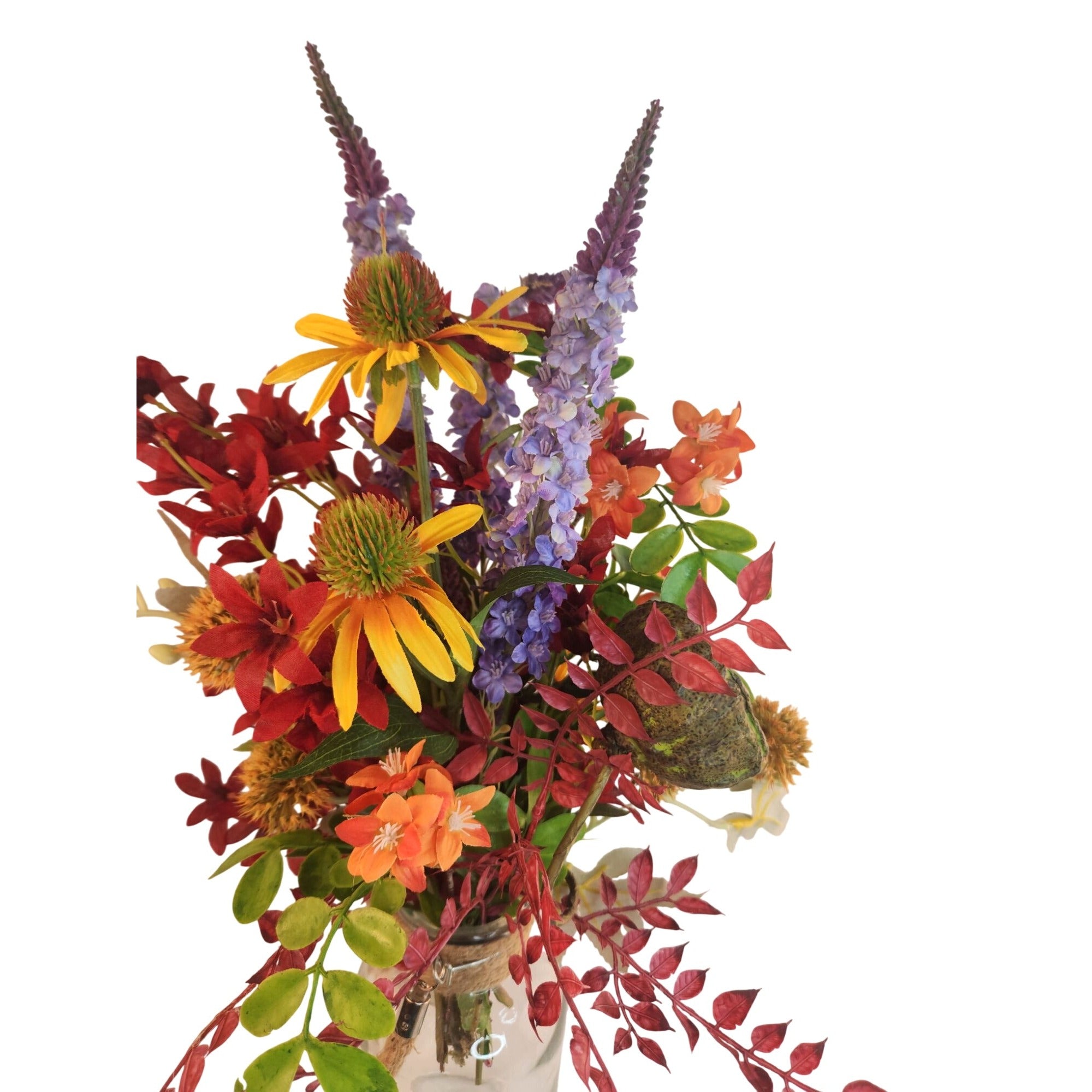 Handtied Wildflower Bouquet, Artificial Faux Floral Arrangement, Rustic Farmhouse Spring Decor, Colorful Home Centerpiece