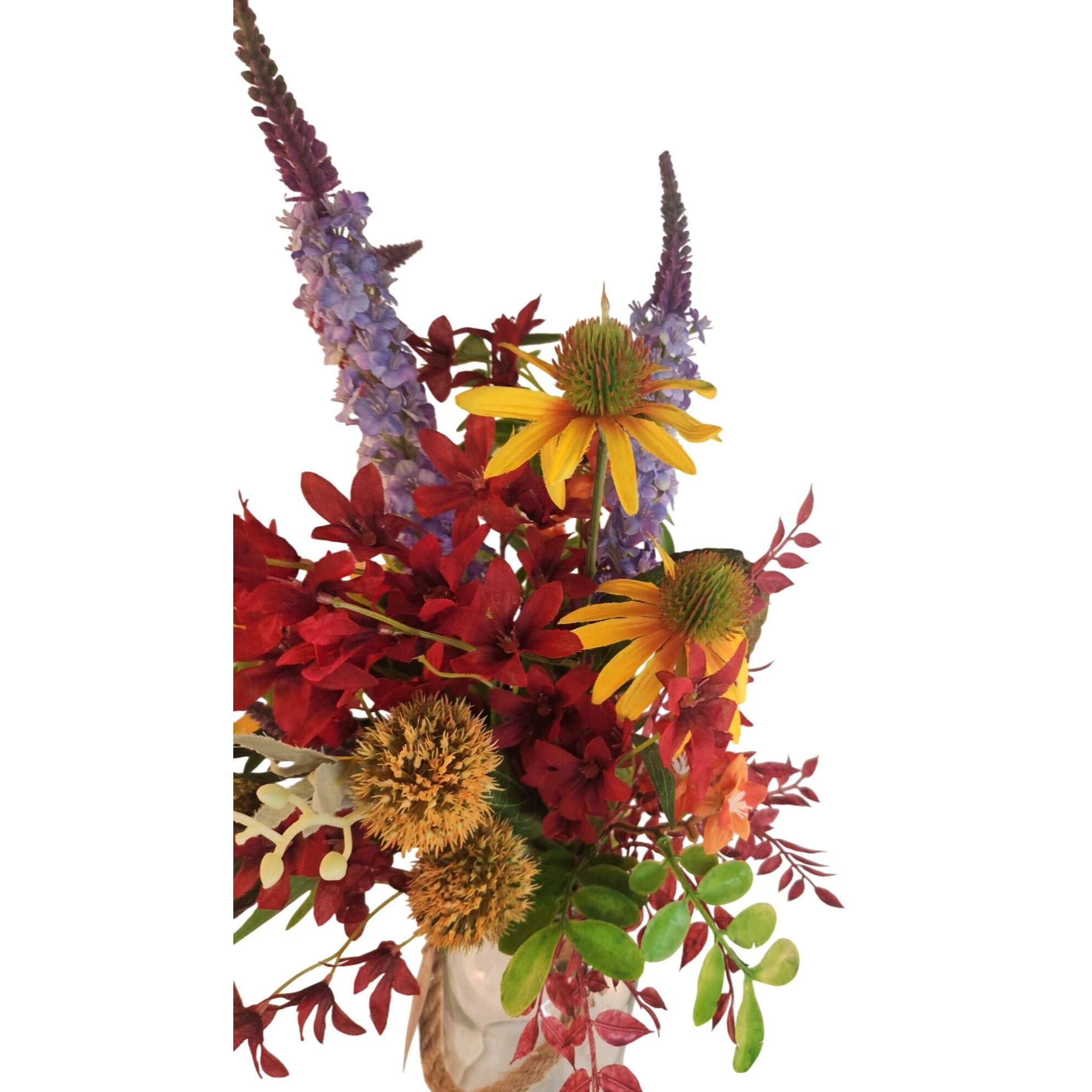 Handtied Wildflower Bouquet, Artificial Faux Floral Arrangement, Rustic Farmhouse Spring Decor, Colorful Home Centerpiece