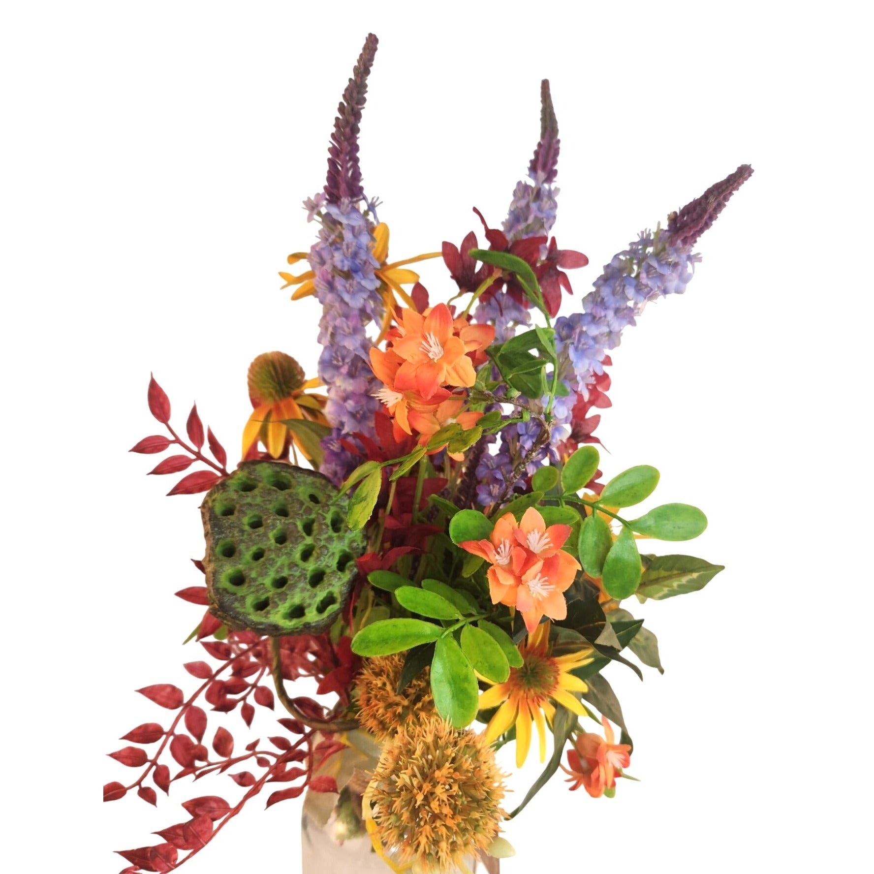 Handtied Wildflower Bouquet, Artificial Faux Floral Arrangement, Rustic Farmhouse Spring Decor, Colorful Home Centerpiece