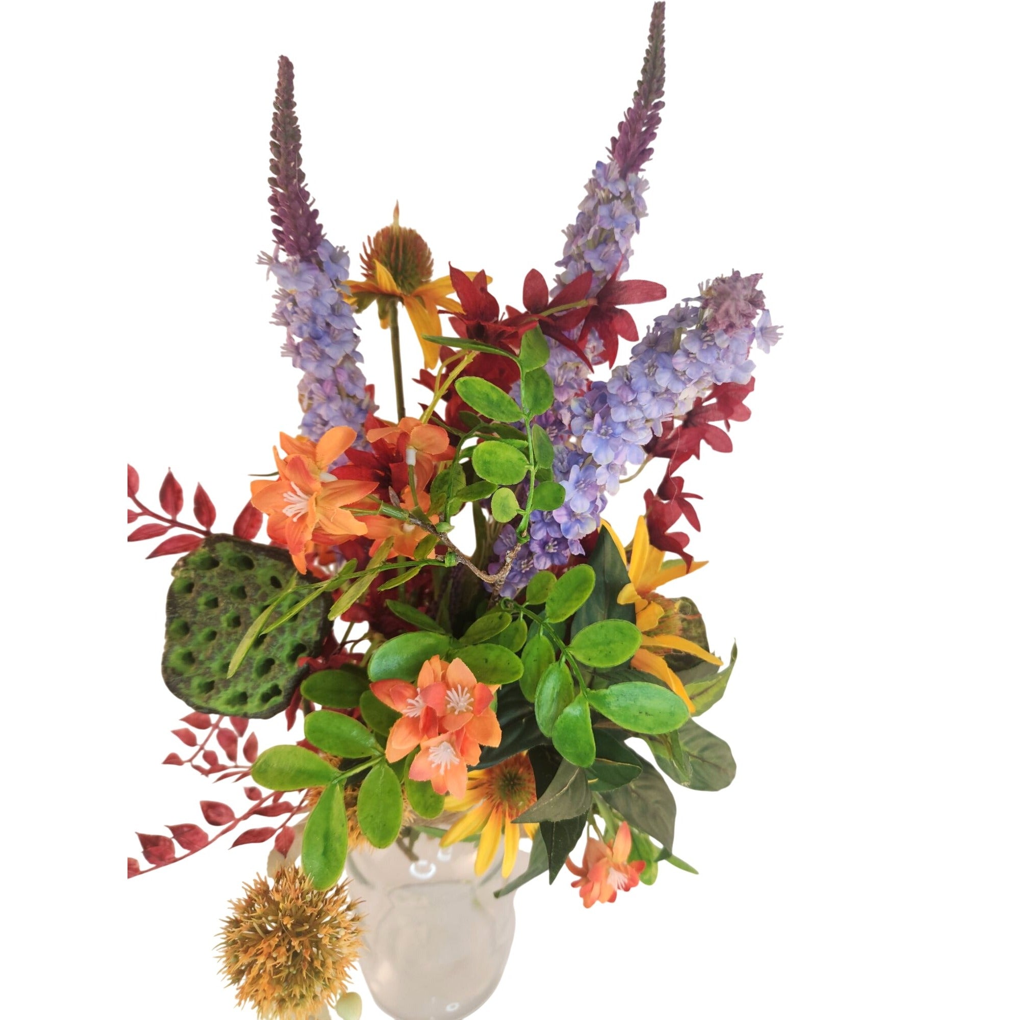 Handtied Wildflower Bouquet, Artificial Faux Floral Arrangement, Rustic Farmhouse Spring Decor, Colorful Home Centerpiece