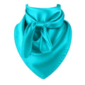 Turquoise satin scarf with a bow on a white background