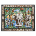 Vintage Elephant Safari Cotton Fabric Panel 35.5 x 44 #9304