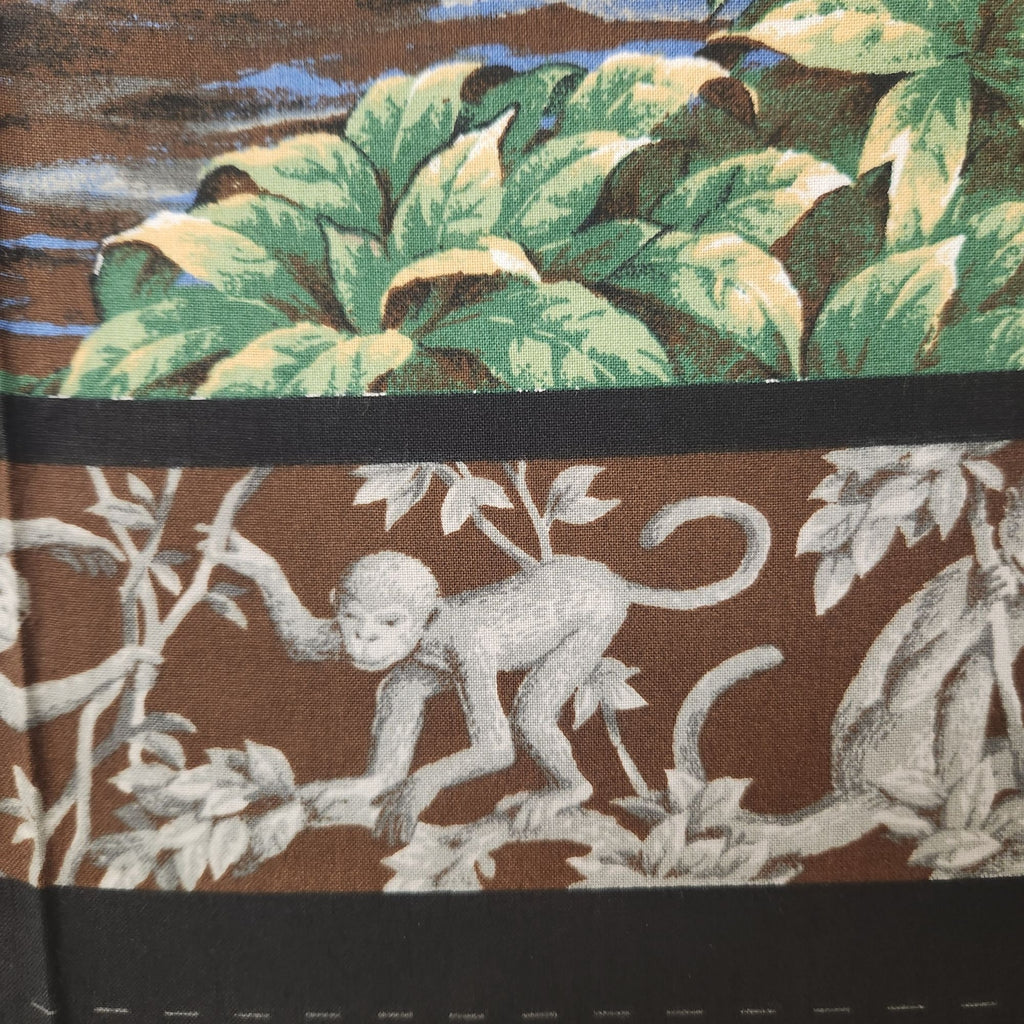 Vintage Elephant Safari Cotton Fabric Panel 35.5 x 44 #9304