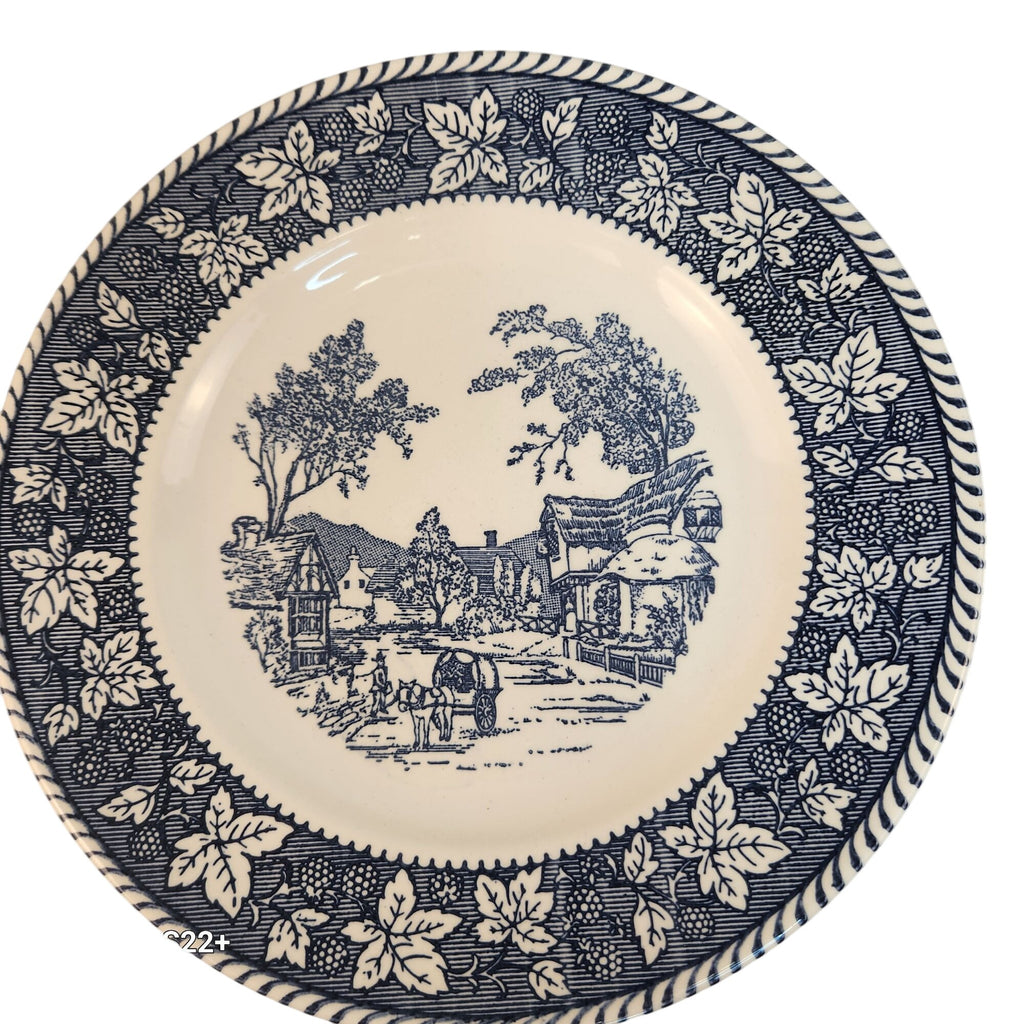 Vintage Homer Laughlin Shakespeare Country Dinner Plate Blue White Ironstone Stratwood Collection Farmhouse Plate 10 Inch USA