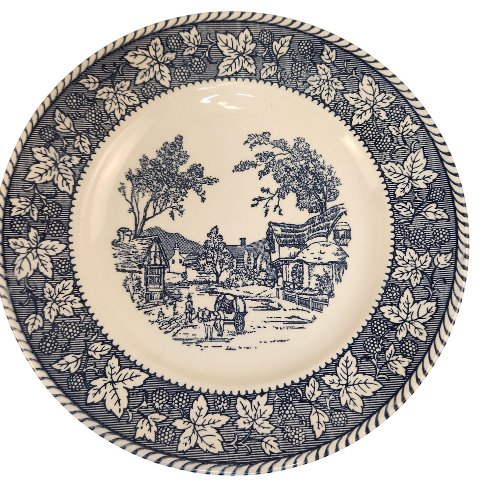 Vintage Homer Laughlin Shakespeare Country Dinner Plate Blue White Ironstone Stratwood Collection Farmhouse Plate 10 Inch USA
