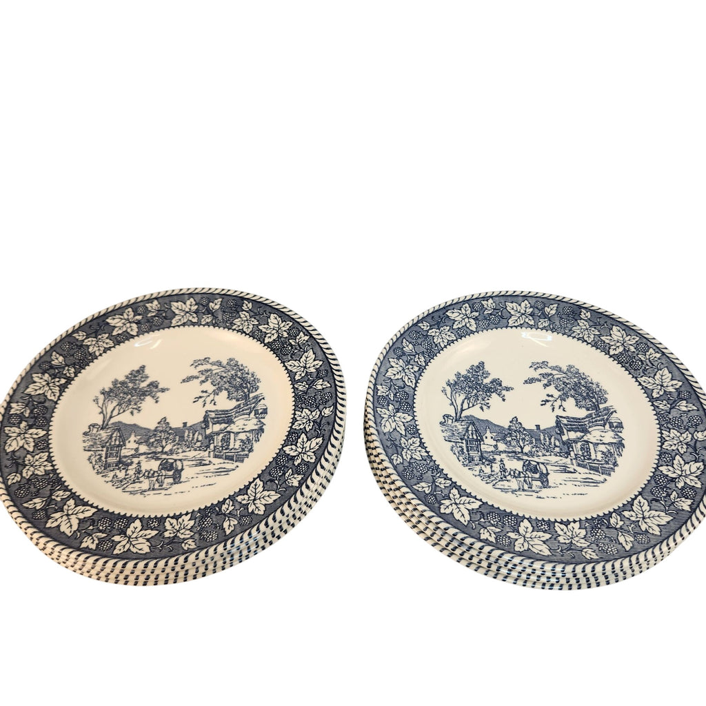 Vintage Homer Laughlin Shakespeare Country Dinner Plate Blue White Ironstone Stratwood Collection Farmhouse Plate 10 Inch USA
