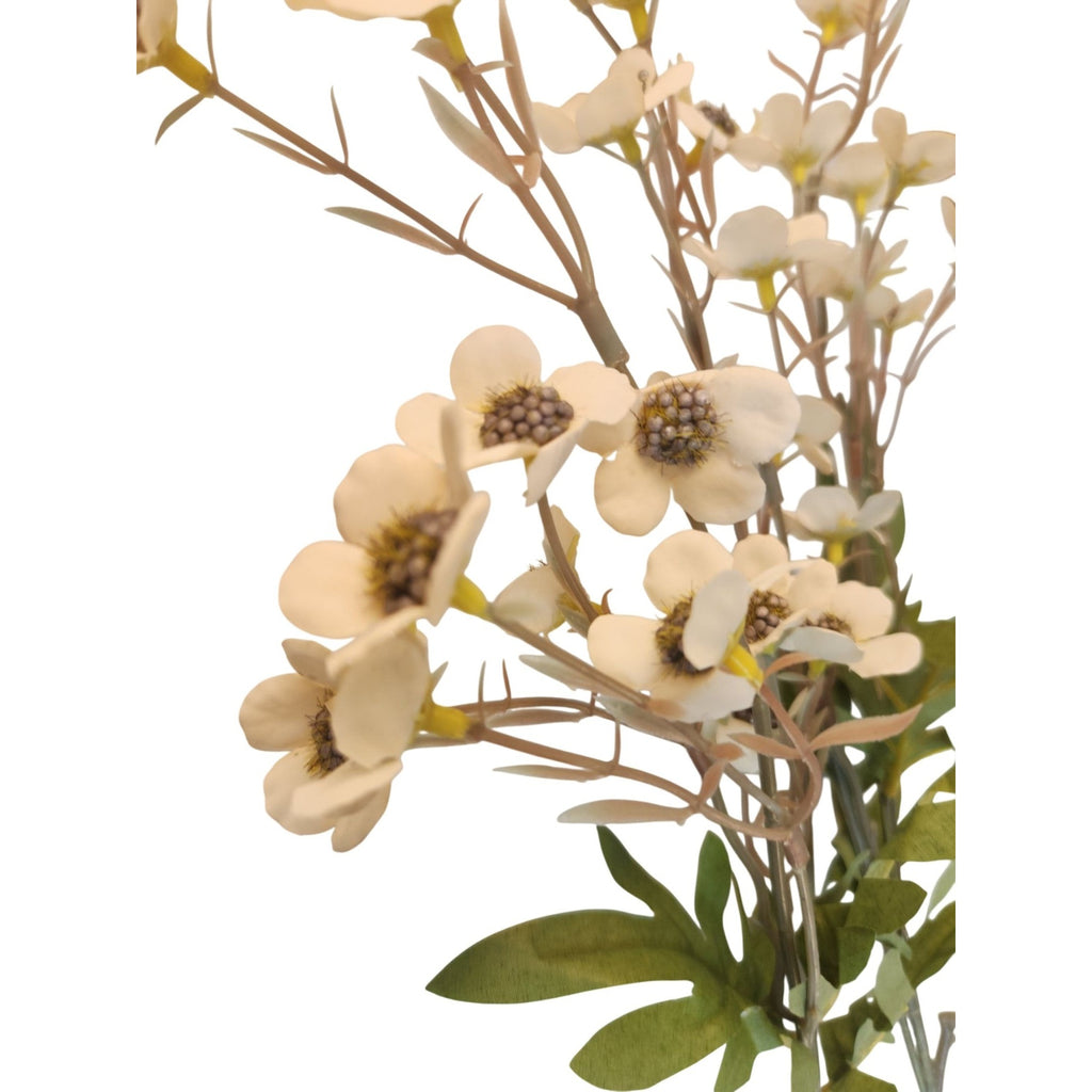 Artificial Cream Beige Dogwood Stems 2 Pcs Faux Wax Flower Neutral Ivory Floral Home Decor 24 Inch
