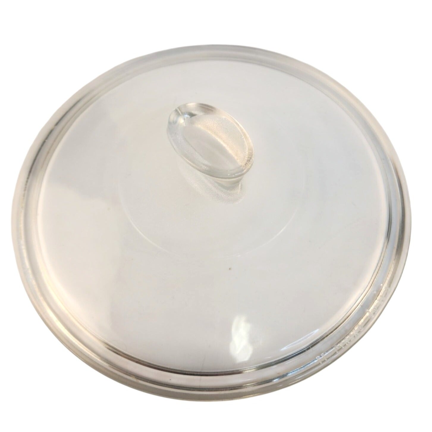 Vintage Pyrex Clear Glass Lid CW 22 C 8" Round W/ Oval Handle Fin Knob Design