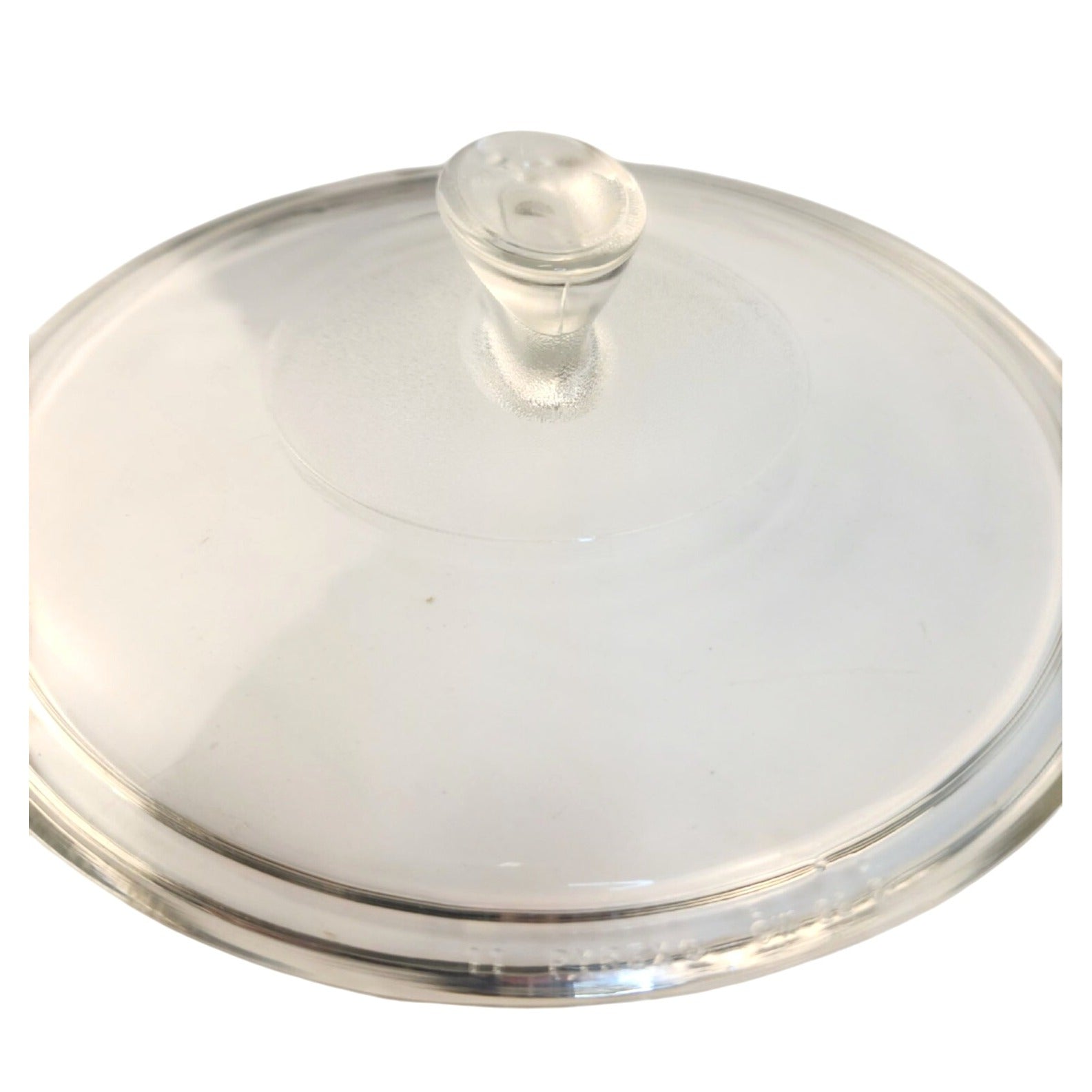 Vintage Pyrex Clear Glass Lid CW 22 C 8" Round W/ Oval Handle Fin Knob Design