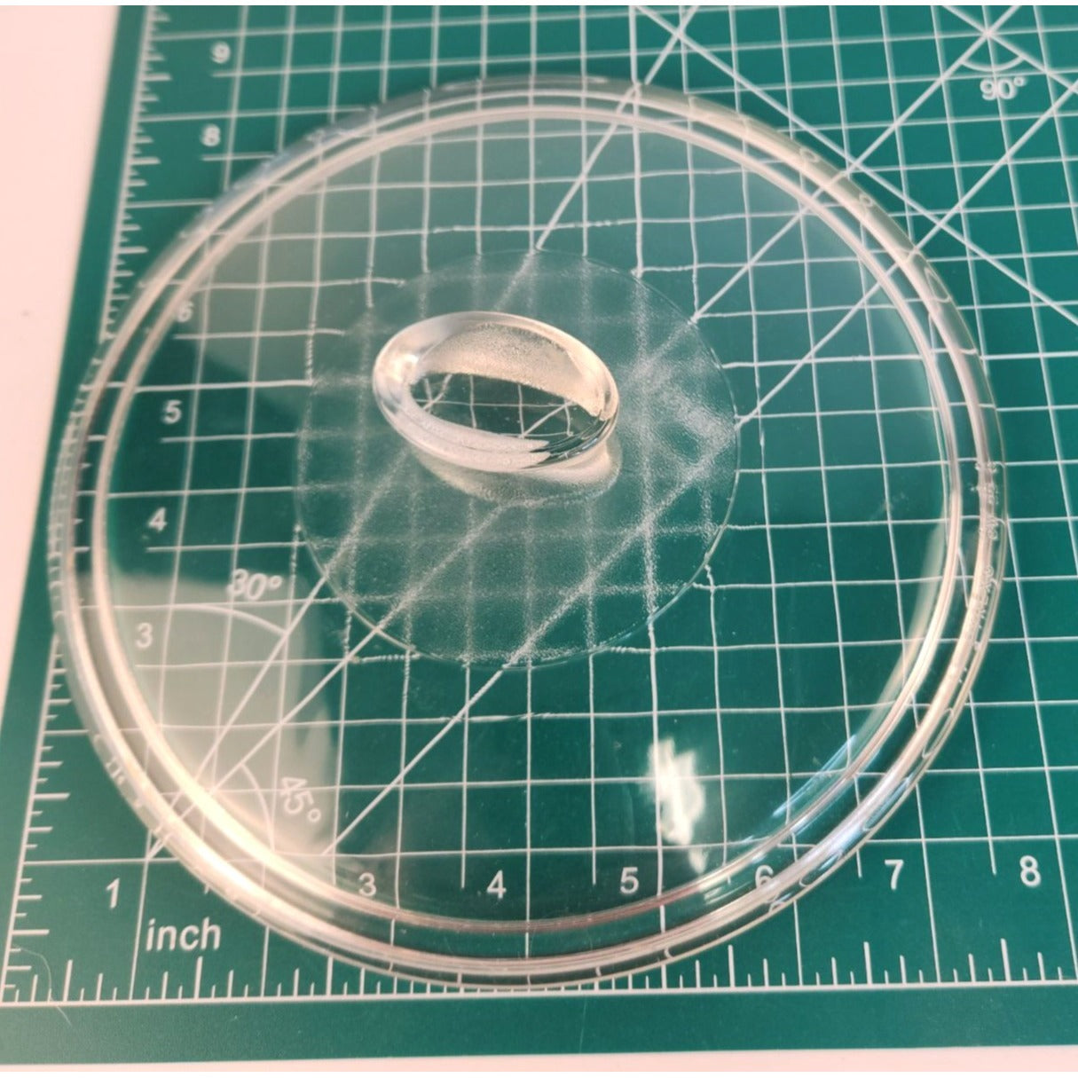 Vintage Pyrex Clear Glass Lid CW 22 C 8" Round W/ Oval Handle Fin Knob Design