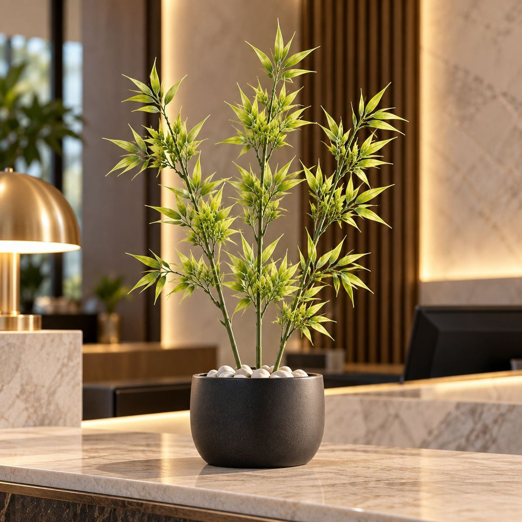 Artificial Bamboo Stems Set of 5, 21 Inch Faux Greenery Branches