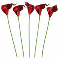 Artificial Red Burgundy Calla Lily Stems, Set of 5, 14-Inch Faux Flowers