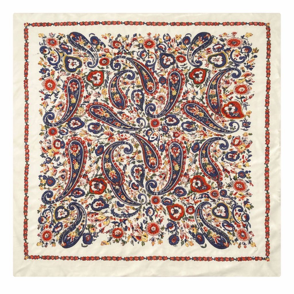 Cream Paisley Wild Rag Satin Scarf 35 Inch Western Scarf Cowgirl Neck Scarf Floral Square Scarf