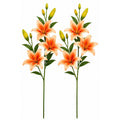 Orange Peach Real Touch Lily Stems, Faux Lily Flowers, Artificial Lilies, Fall Floral Stems, Farmhouse Decor, Autumn Flowers, Set of 2 Stems