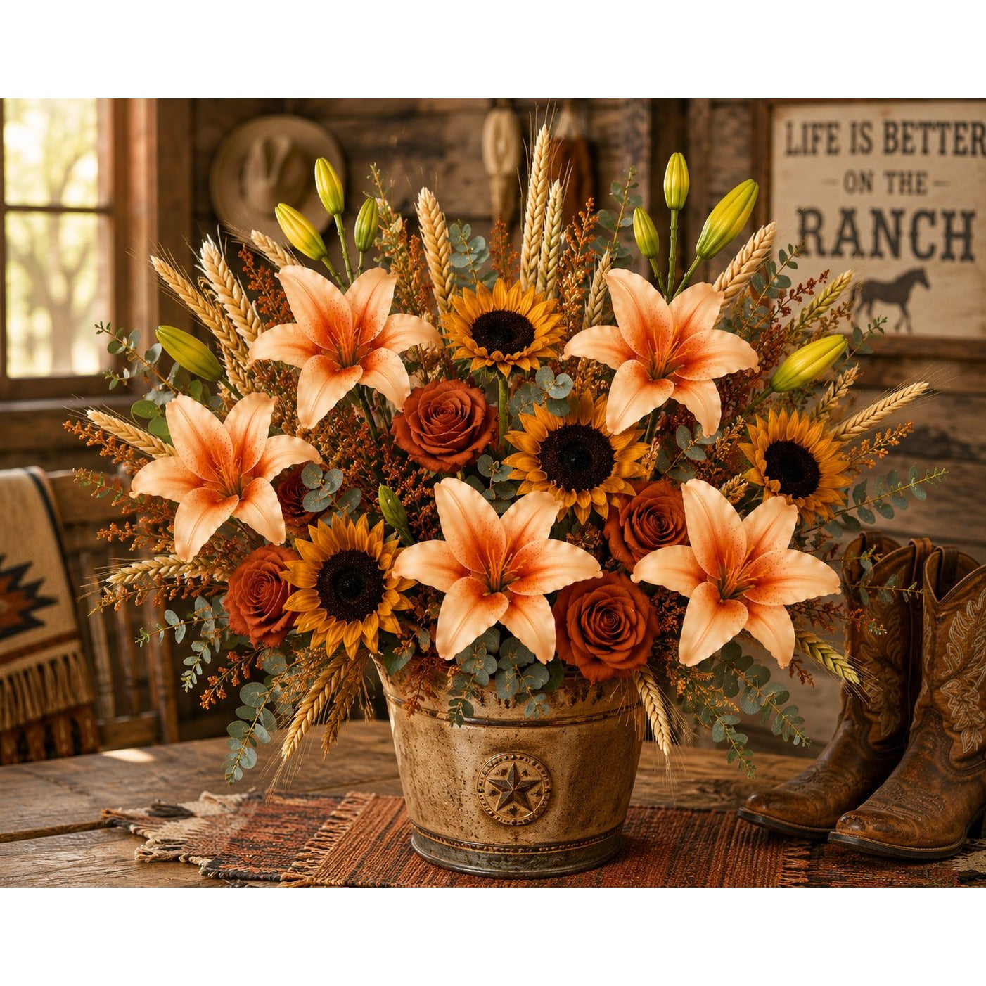 Orange Peach Real Touch Lily Stems, Faux Lily Flowers, Artificial Lilies, Fall Floral Stems, Farmhouse Decor, Autumn Flowers, Set of 2 Stems