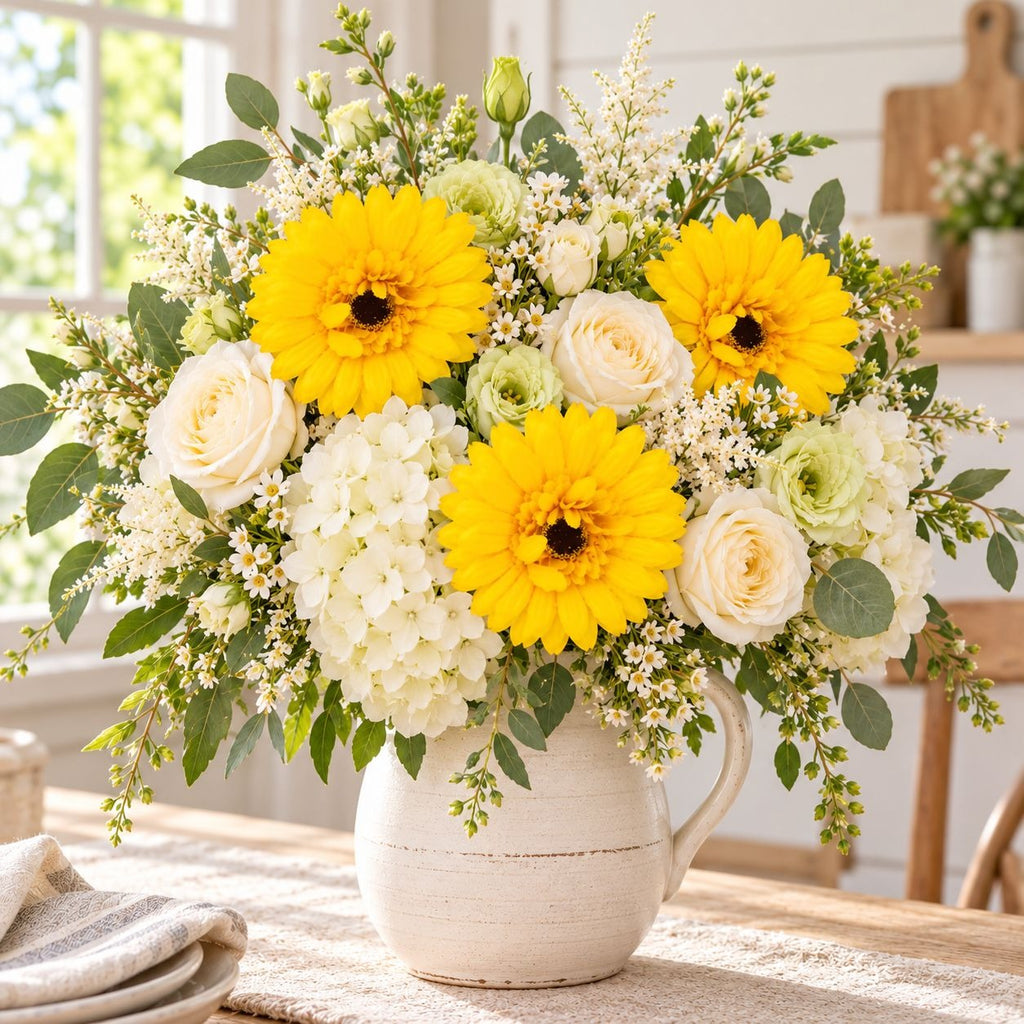 4 Yellow Artificial Gerbera Daisy Heads, 4 Inch, with Separate Wire Stems