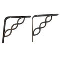 Decorative Black Metal Shelf Brackets 6"x6" | Intertwined Wave Design | Pair