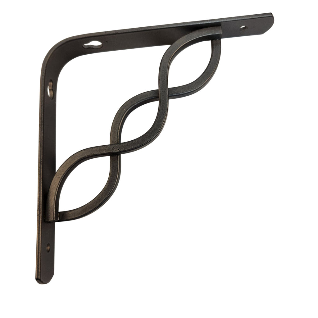 Decorative Black Metal Shelf Brackets 6"x6" | Intertwined Wave Design | Pair