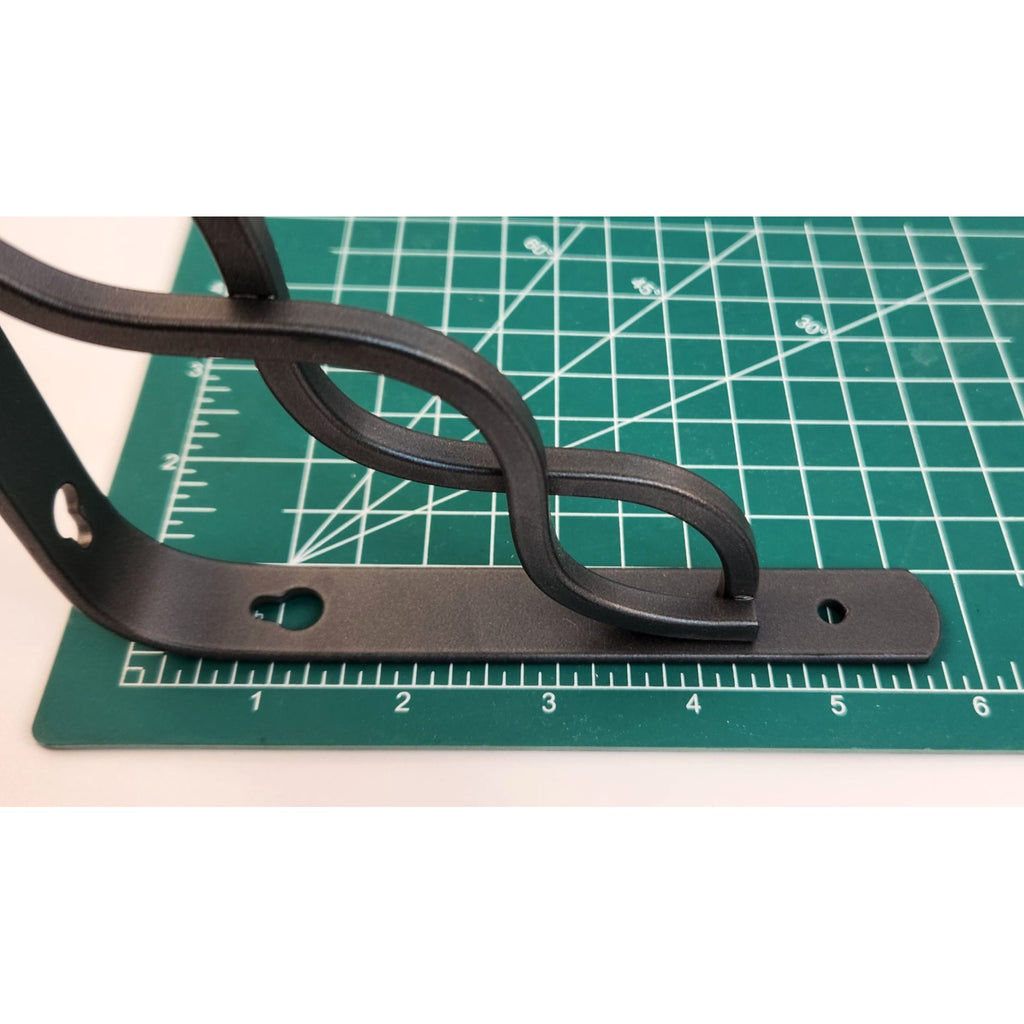 Decorative Black Metal Shelf Brackets 6"x6" | Intertwined Wave Design | Pair