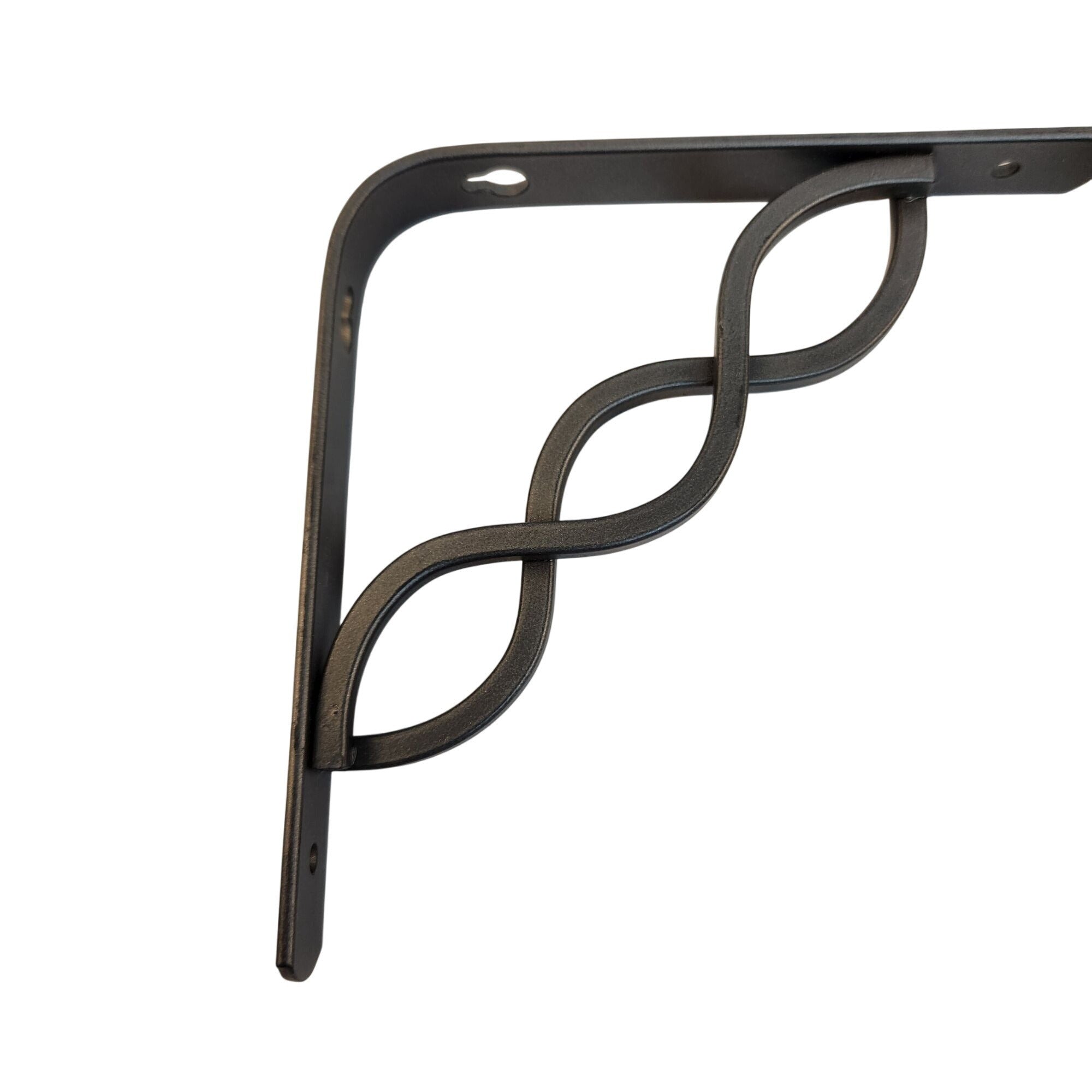 Decorative Black Metal Shelf Brackets 6"x6" | Intertwined Wave Design | Pair
