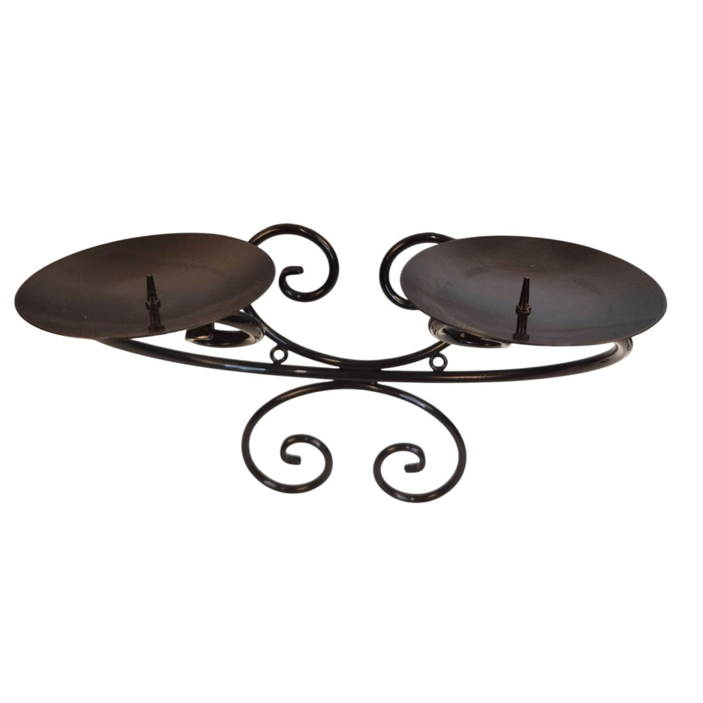 Wall Candle Holders Black Metal Scroll Design Set of 2 Pillar Holders 10 Inch