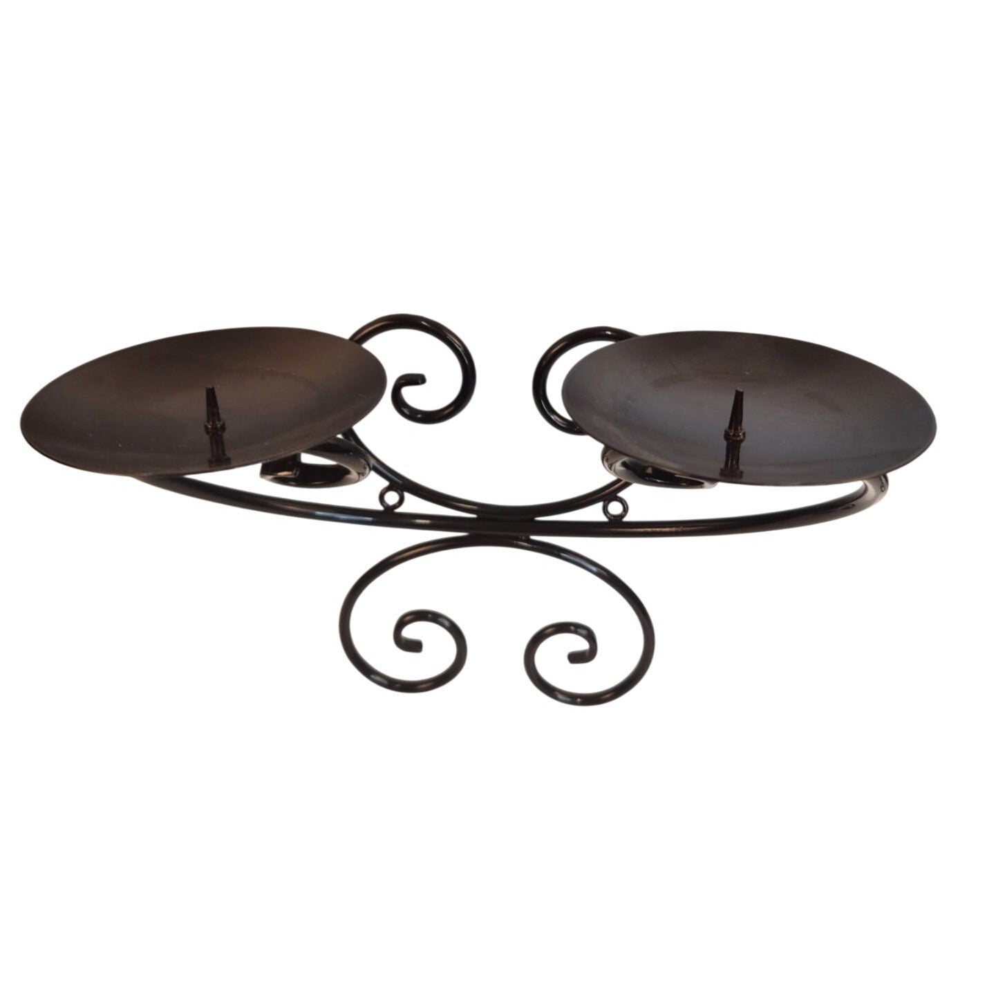 Wall Candle Holders Black Metal Scroll Design Set of 2 Pillar Holders 10 Inch