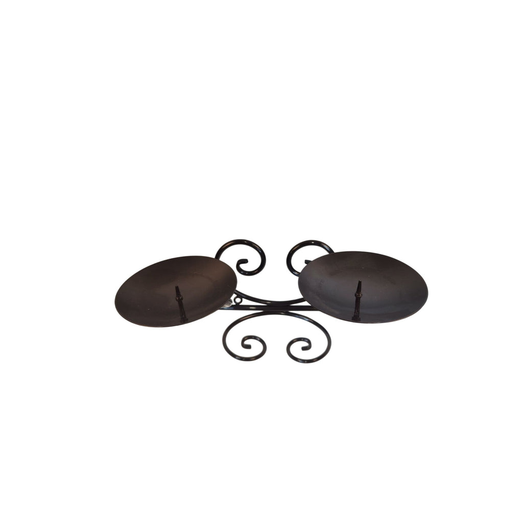 Wall Candle Holders Black Metal Scroll Design Set of 2 Pillar Holders 10 Inch