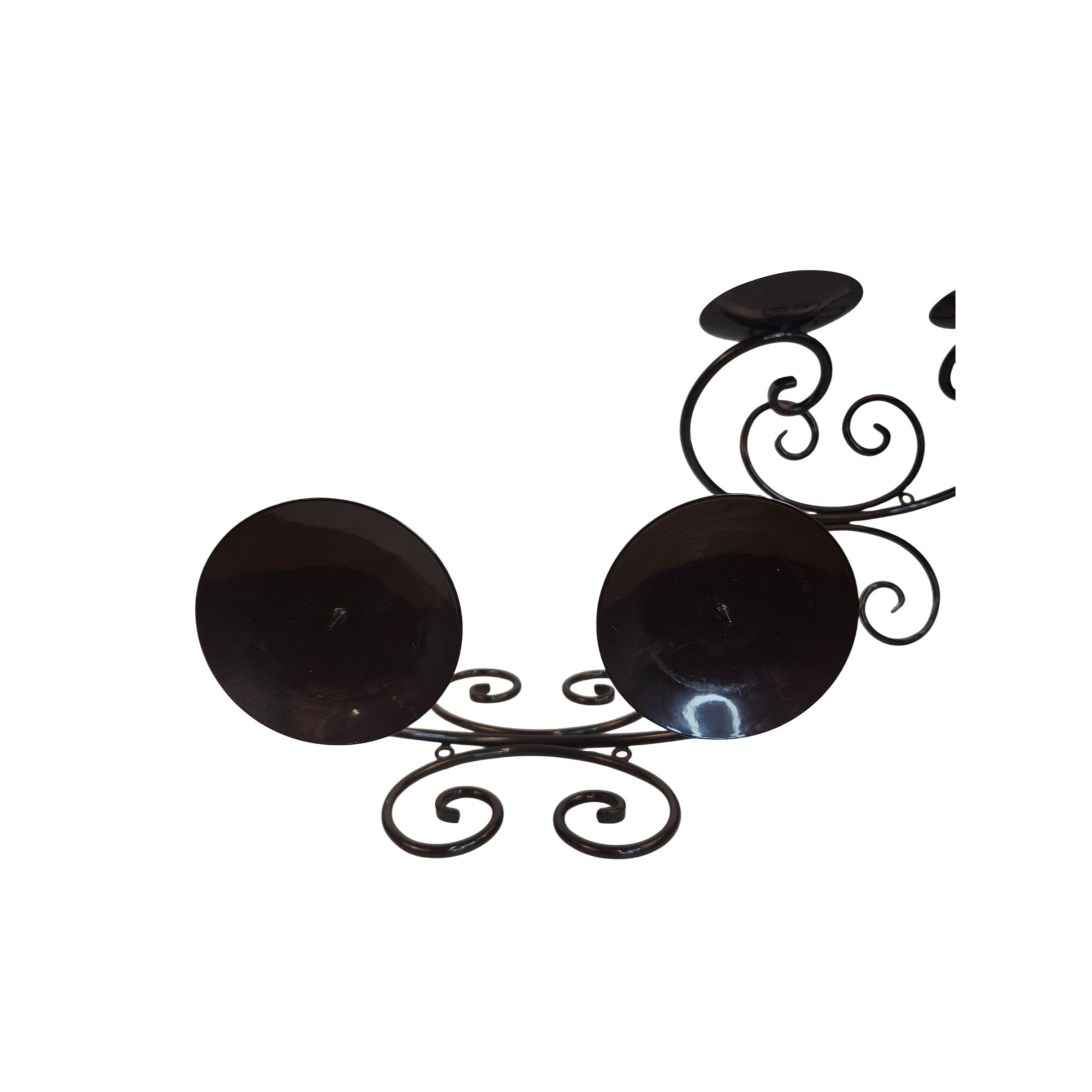 Wall Candle Holders Black Metal Scroll Design Set of 2 Pillar Holders 10 Inch