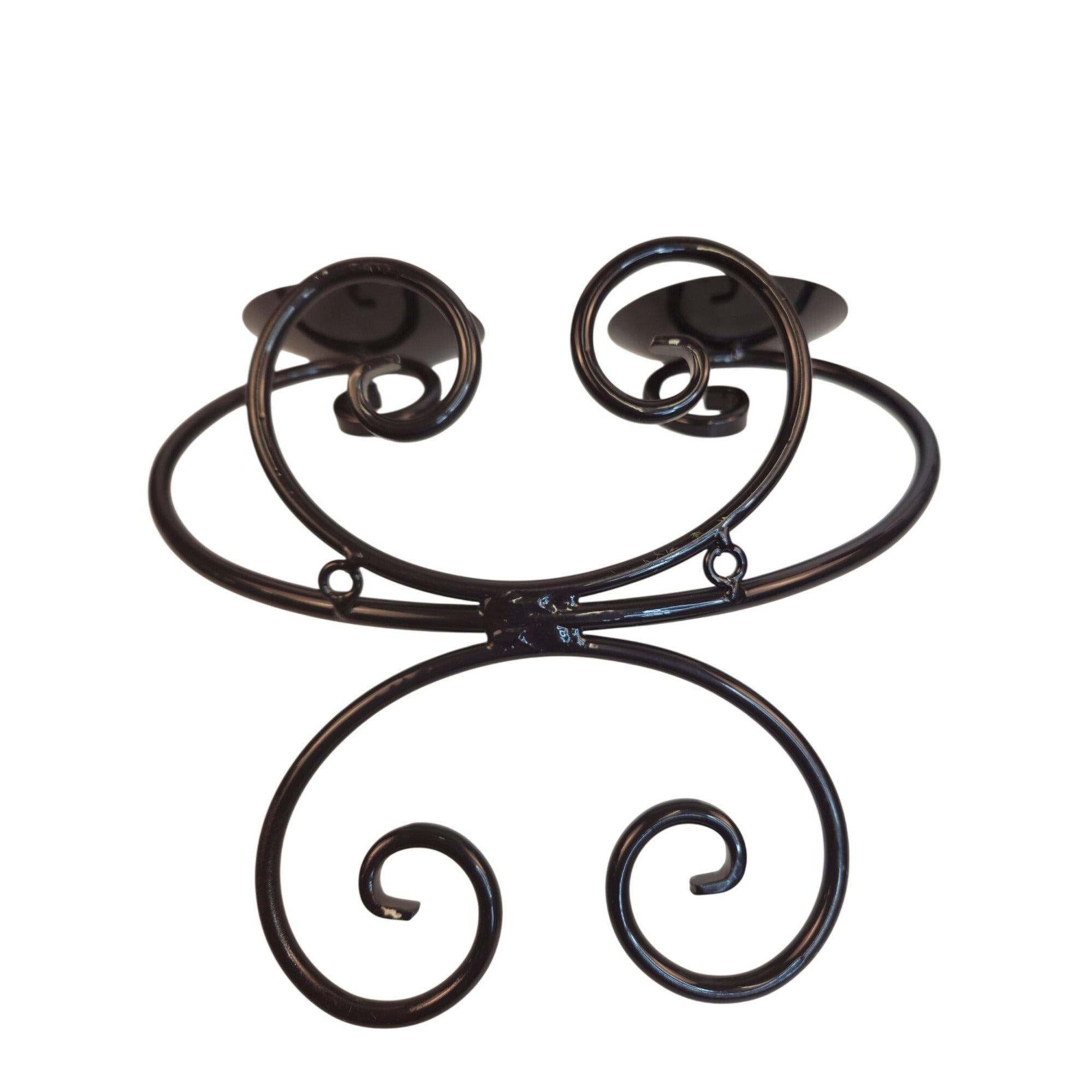 Wall Candle Holders Black Metal Scroll Design Set of 2 Pillar Holders 10 Inch