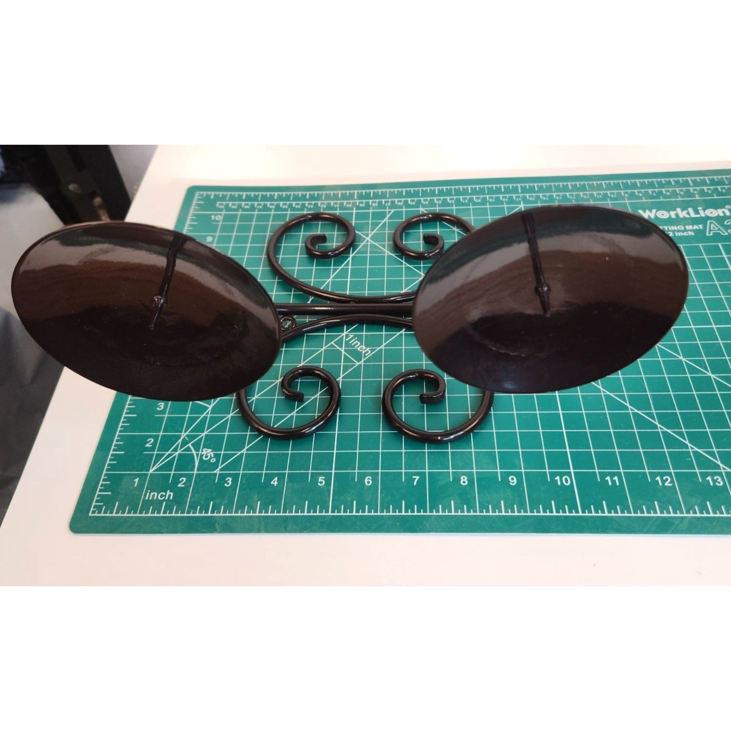 Wall Candle Holders Black Metal Scroll Design Set of 2 Pillar Holders 10 Inch