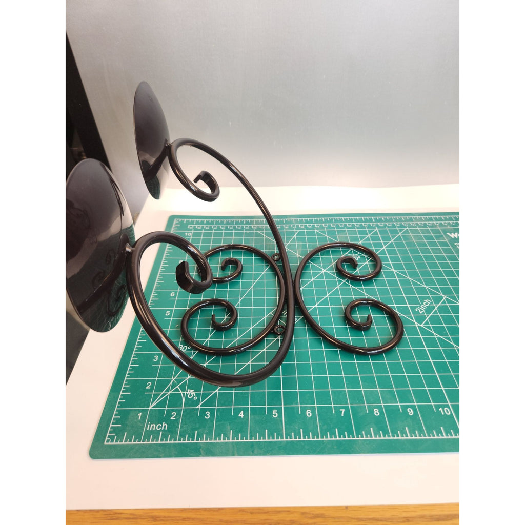 Wall Candle Holders Black Metal Scroll Design Set of 2 Pillar Holders 10 Inch