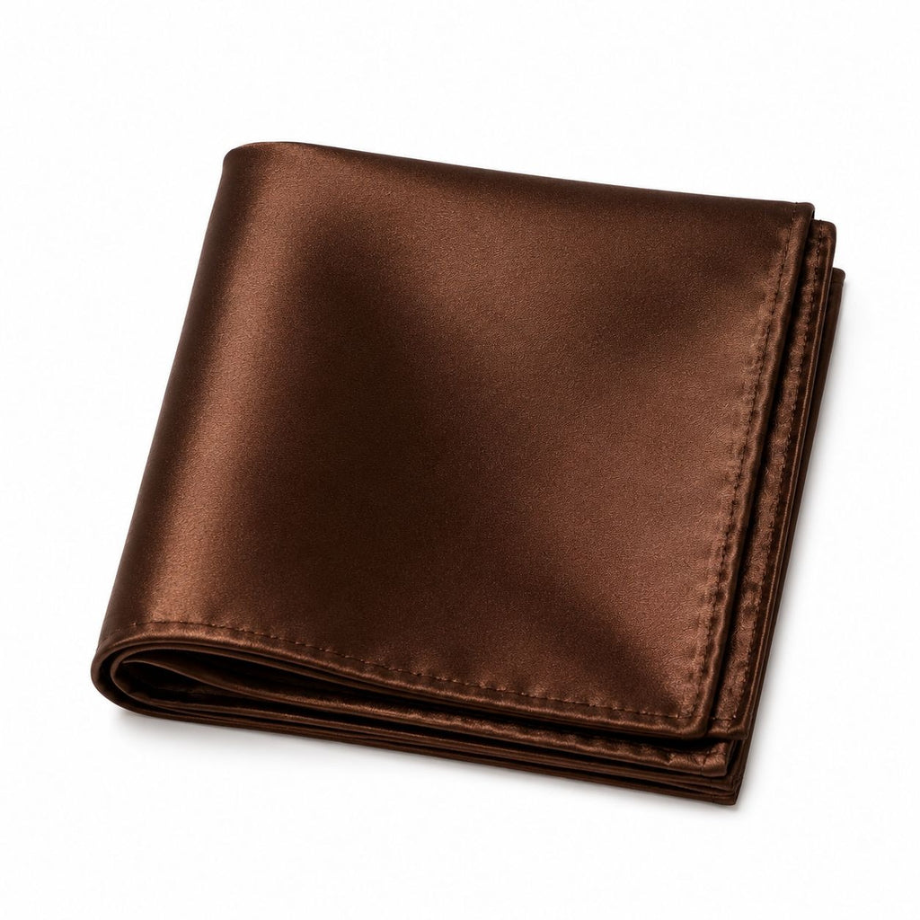 Brown Satin Pocket Square 9x9 Mens Handkerchief Wedding Suit Formal Prom Unisex