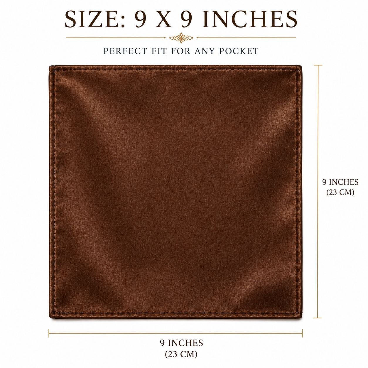Brown Satin Pocket Square 9x9 Mens Handkerchief Wedding Suit Formal Prom Unisex