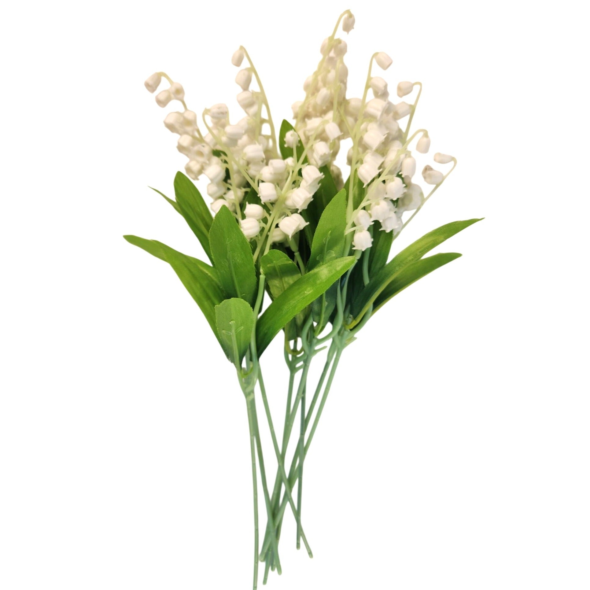 Artificial Lily Of The Valley Flowers 8 Stem Bunch Faux White Floral Bouquet Realistic Wedding Filler Flowers
