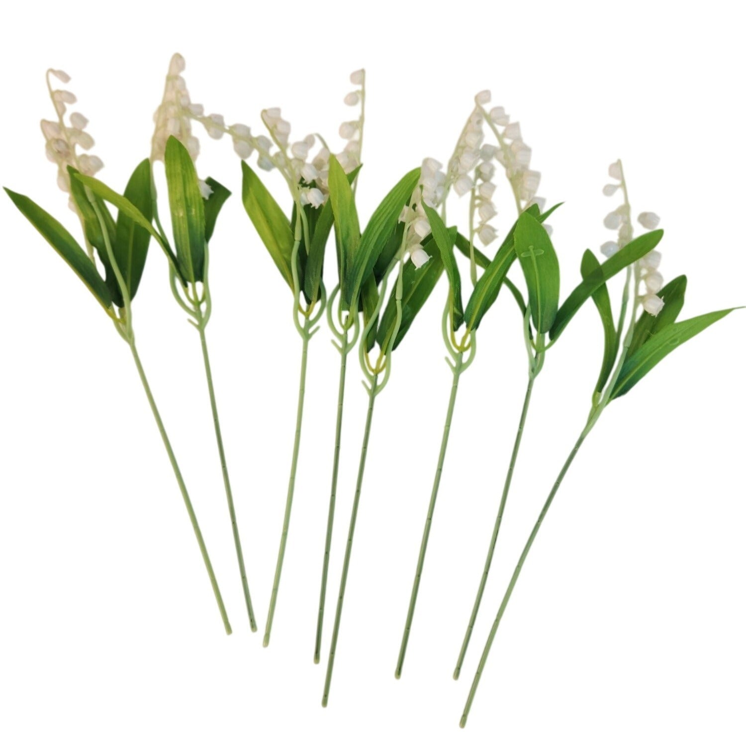Artificial Lily Of The Valley Flowers 8 Stem Bunch Faux White Floral Bouquet Realistic Wedding Filler Flowers