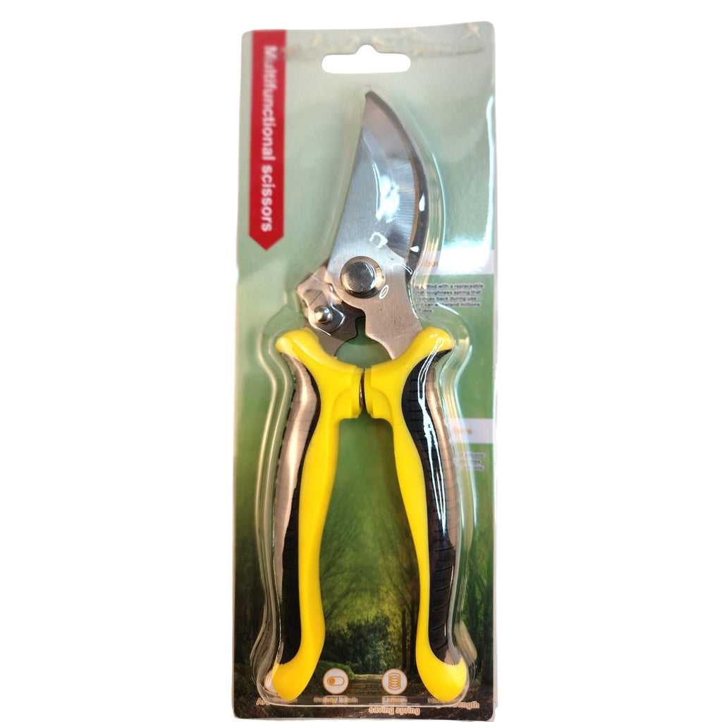 Garden Pruning Shears 7in Stainless Steel Scissors Houseplants Flowers Yellow Black
