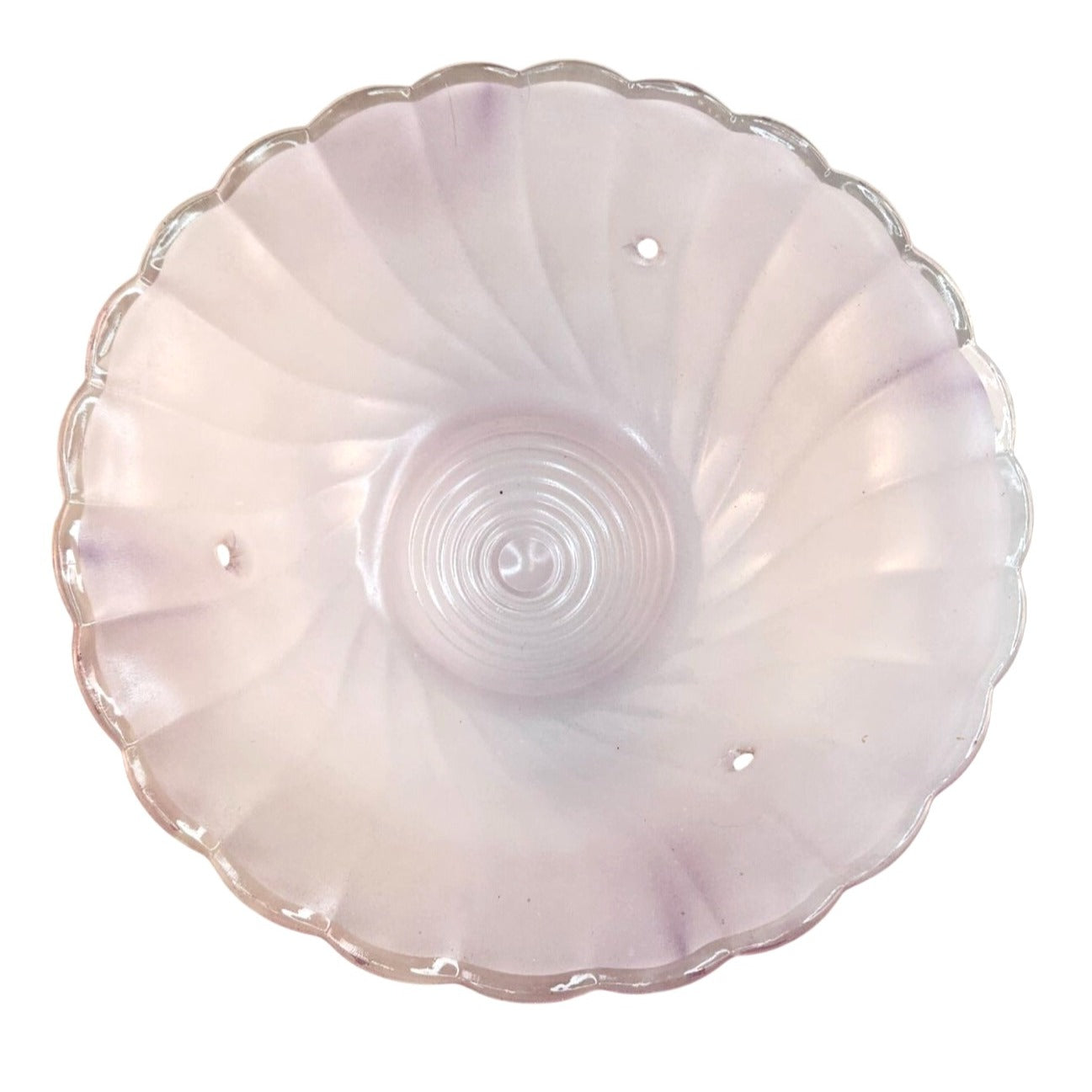 Vintage Art Deco Pink Swirl Frosted Glass Ceiling Light Globe 3 Chain Pendant Shade Scalloped Edge