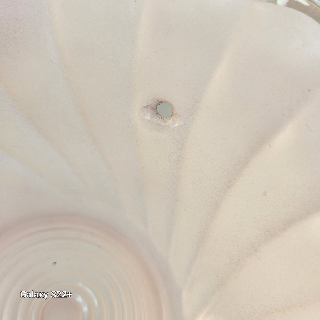 Vintage Art Deco Pink Swirl Frosted Glass Ceiling Light Globe 3 Chain Pendant Shade Scalloped Edge